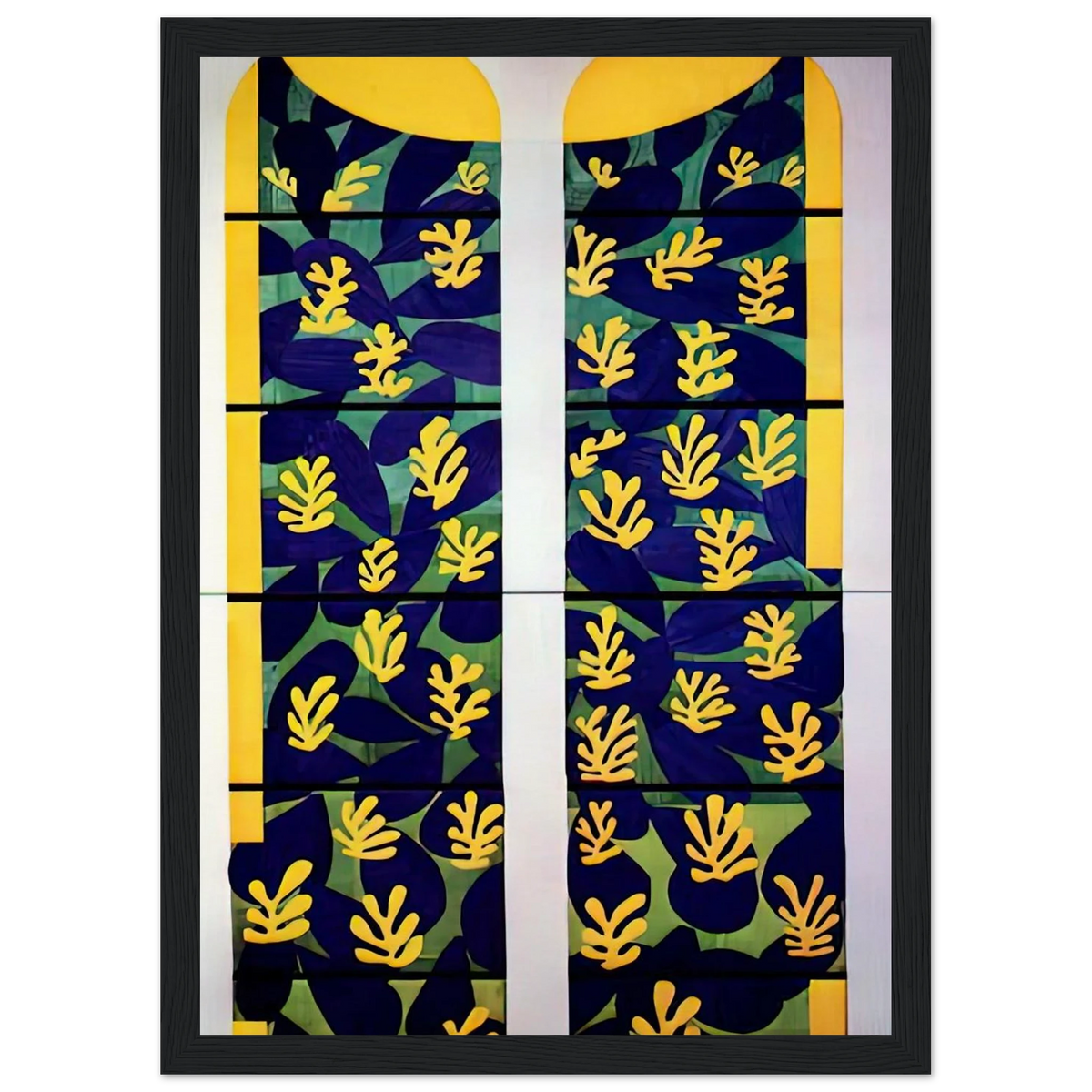 TREE OF LIFE STAINED GLASS BEHIND THE ALTAR IN THE CHAPEL OF THE ROSARY AT VENCE 1951 Framed Poster | Henri Matisse Framed Prints Wall Art | Henri Matisse Print