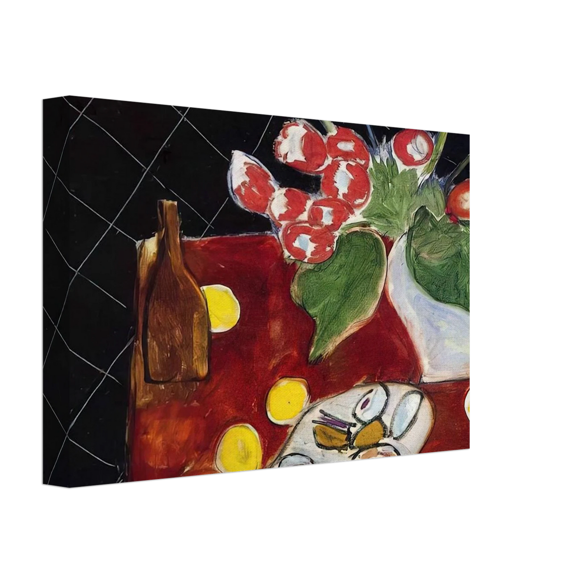 TULIPS AND OYSTERS ON A BLACK BACKGROUND 1943 Canvas | Henri Matisse Canvas | Henri Matisse Print