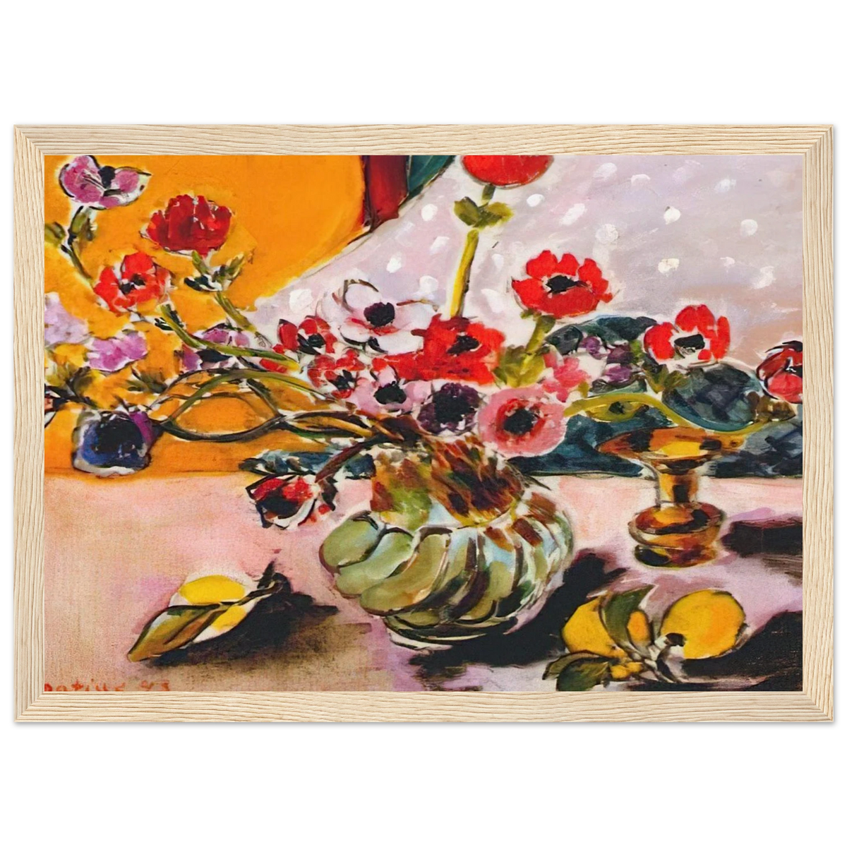 ANEMONES AND CHINESE VASE 1943 Framed Poster | Henri Matisse Framed Prints Wall Art | Henri Matisse Print