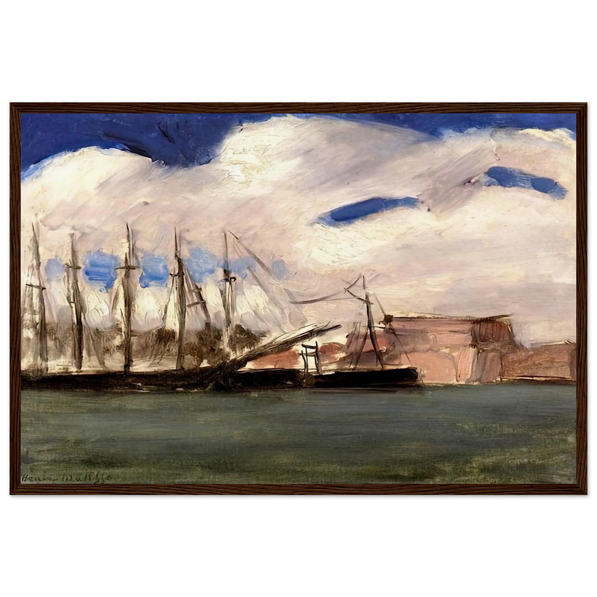 WHITE CLOUDS THE OLD PORT OF MARSEILLE 1918 Framed Poster | Henri Matisse Framed Prints Wall Art | Henri Matisse Print