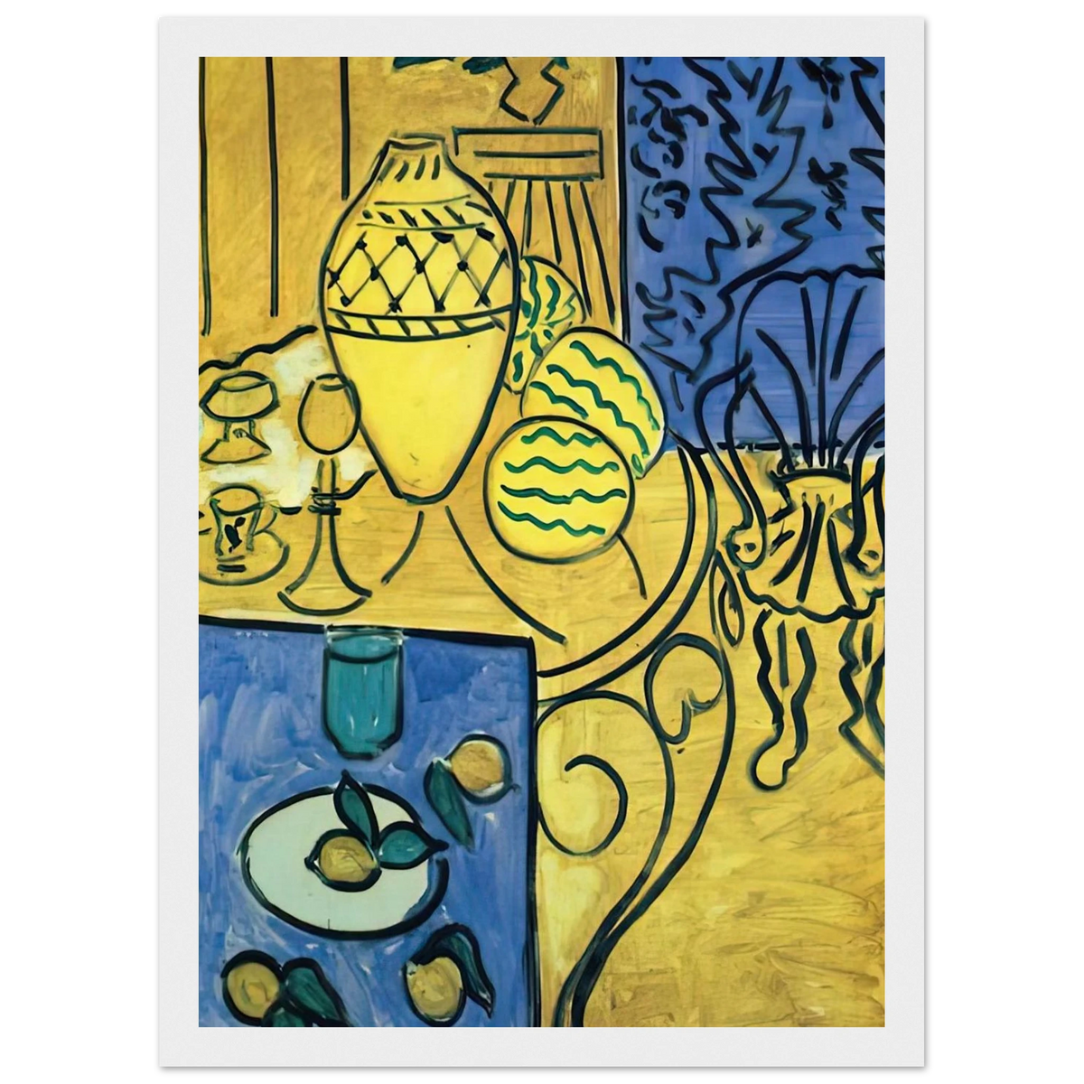 INTERIOR IN YELLOW 1946 Framed Poster | Henri Matisse Framed Prints Wall Art | Henri Matisse Print