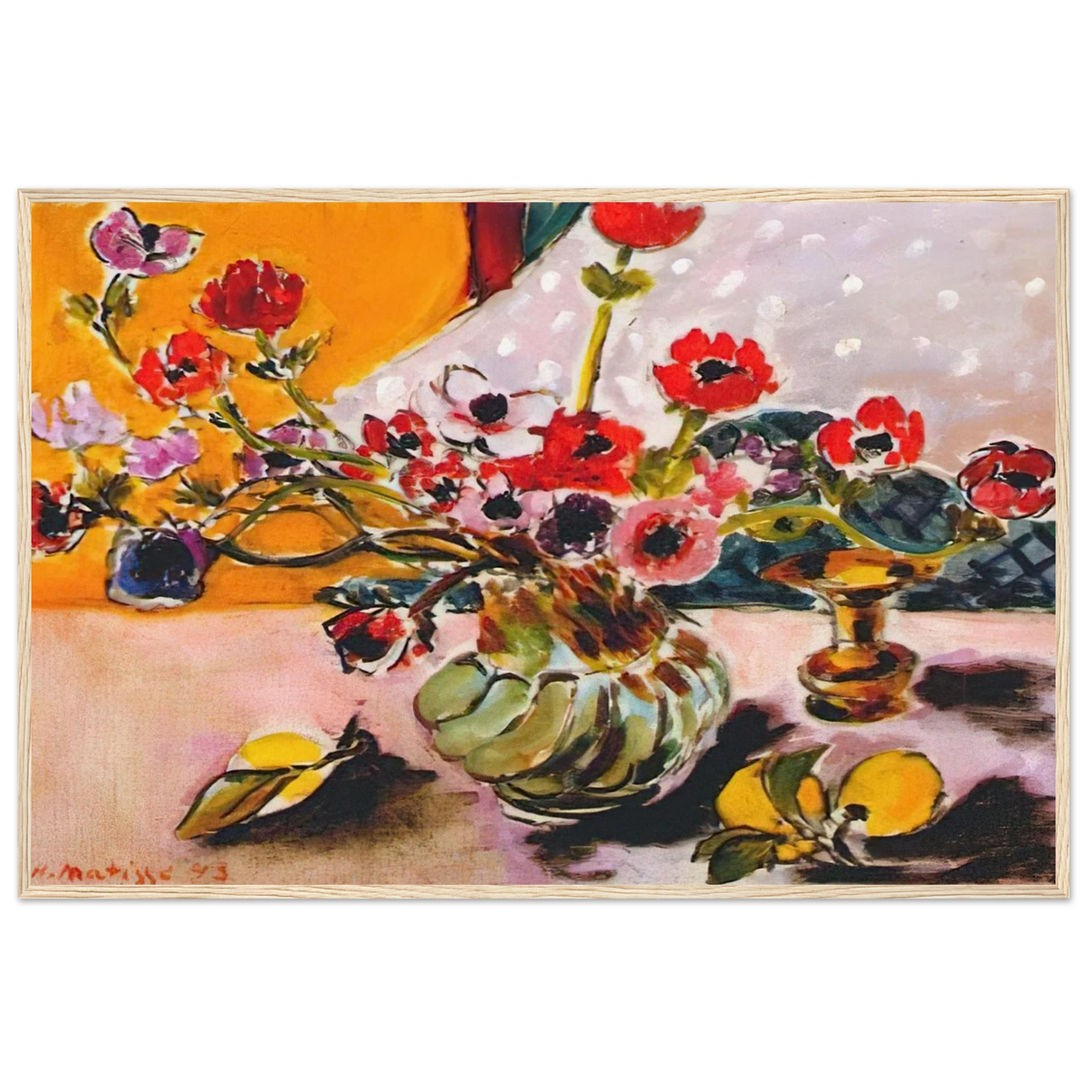ANEMONES AND CHINESE VASE 1943 Framed Poster | Henri Matisse Framed Prints Wall Art | Henri Matisse Print