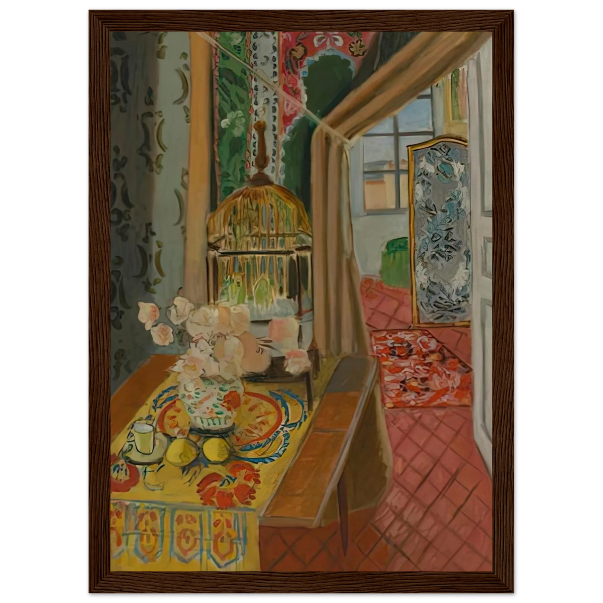 INTERIOR FLOWERS AND PARAKEETS 1924 Framed Poster | Henri Matisse Framed Prints Wall Art | Henri Matisse Print