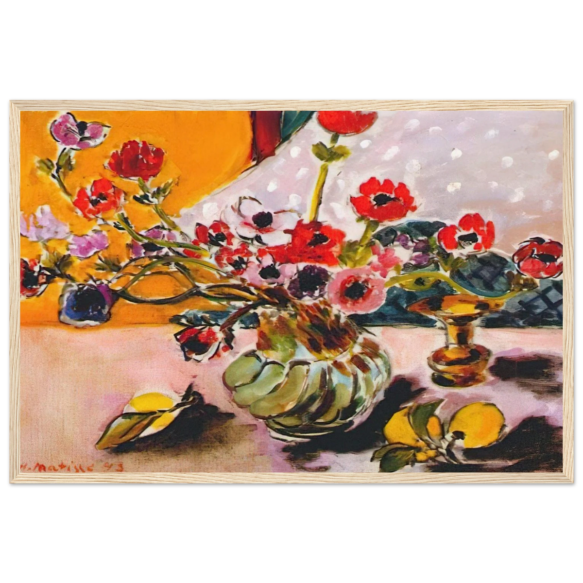 ANEMONES AND CHINESE VASE 1943 Framed Poster | Henri Matisse Framed Prints Wall Art | Henri Matisse Print