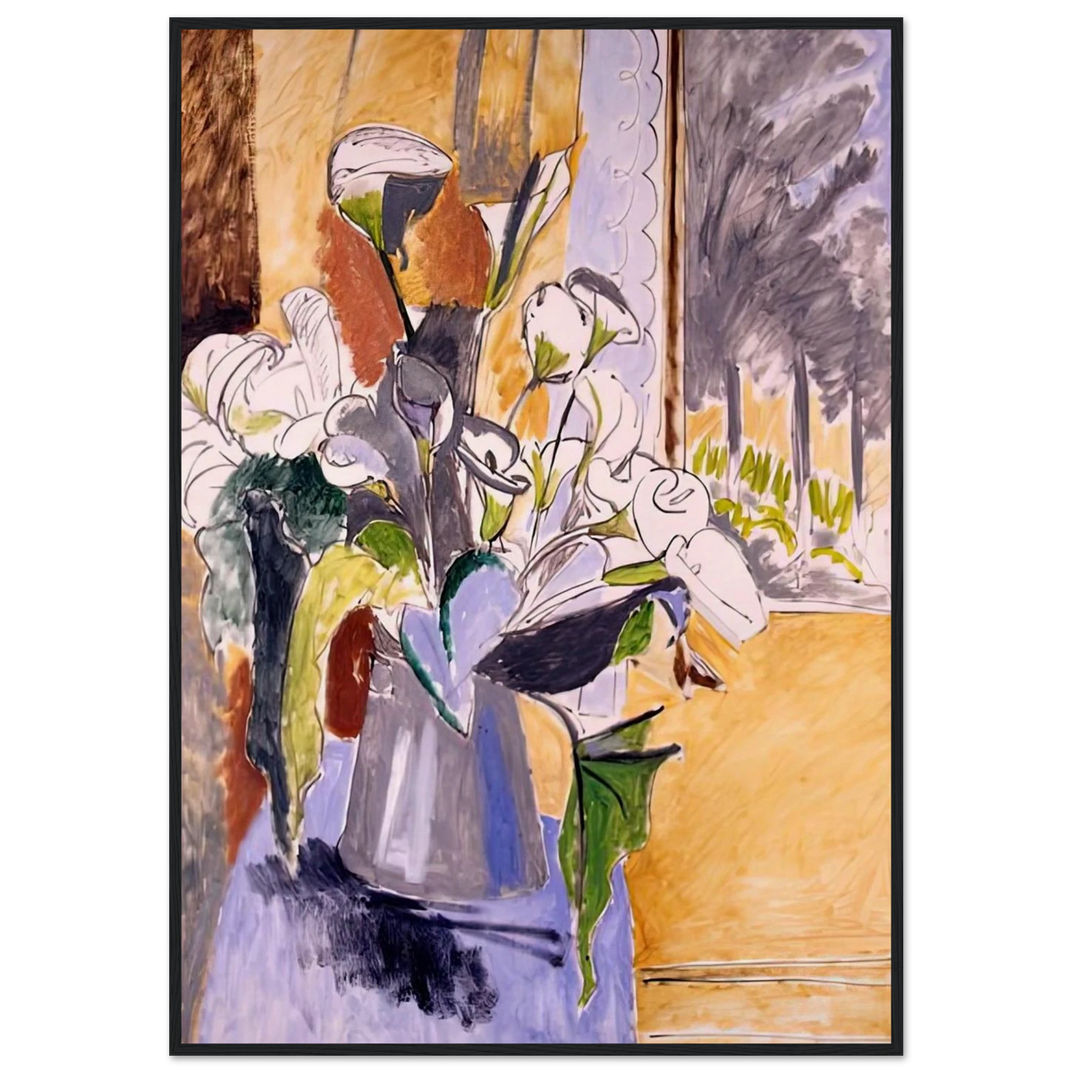 BOUQUET OF FLOWERS ON A VERANDA 1912 Framed Poster | Henri Matisse Framed Prints Wall Art | Henri Matisse Print