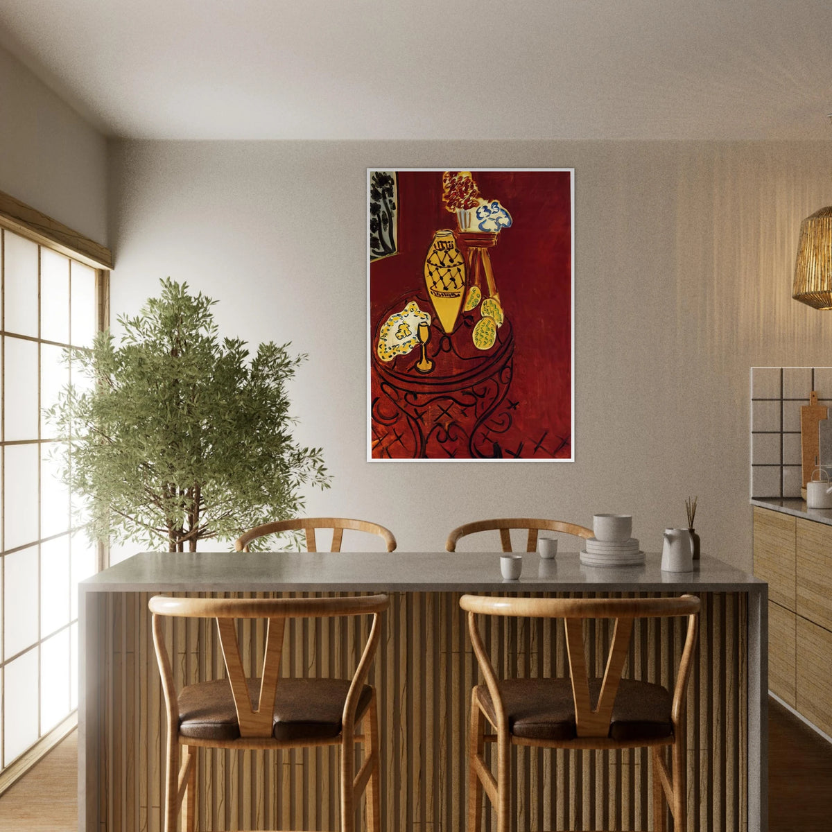 INTERIOR IN VENETIAN RED 1946 Framed Poster | Henri Matisse Framed Prints Wall Art | Henri Matisse Print