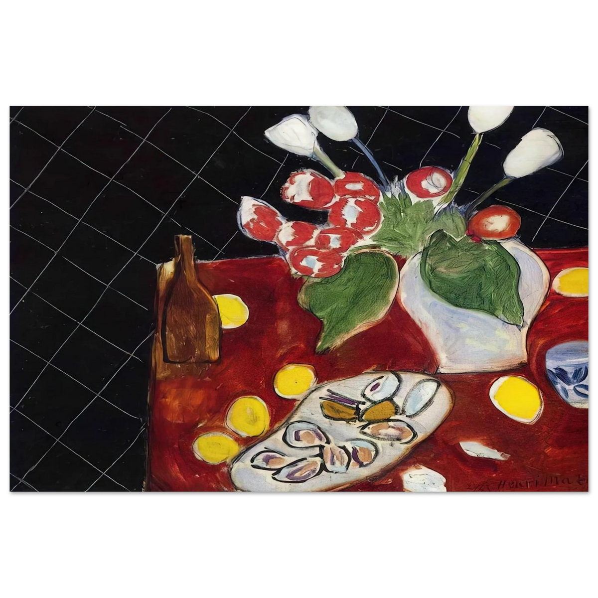 TULIPS AND OYSTERS ON A BLACK BACKGROUND 1943 Poster | Henri Matisse Poster | Henri Matisse Print