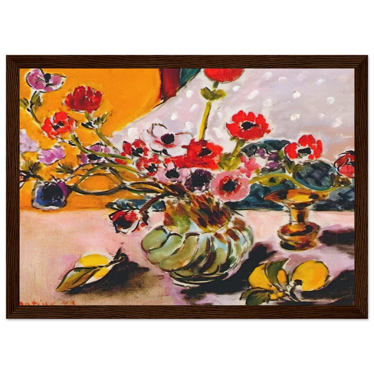 ANEMONES AND CHINESE VASE 1943 Framed Poster | Henri Matisse Framed Prints Wall Art | Henri Matisse Print