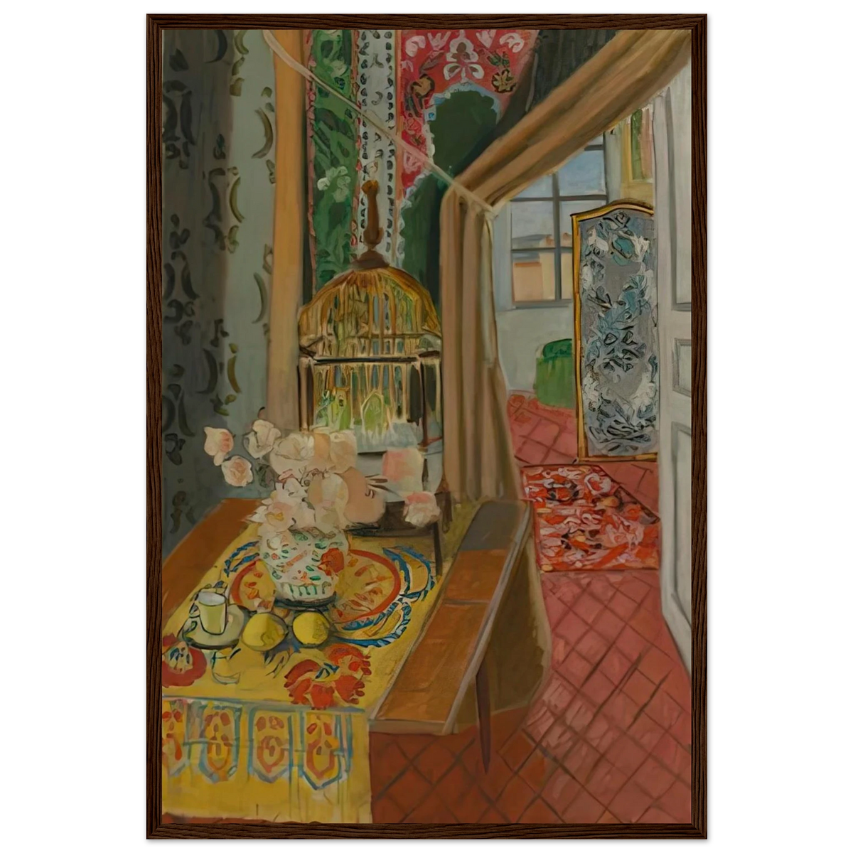 INTERIOR FLOWERS AND PARAKEETS 1924 Framed Poster | Henri Matisse Framed Prints Wall Art | Henri Matisse Print