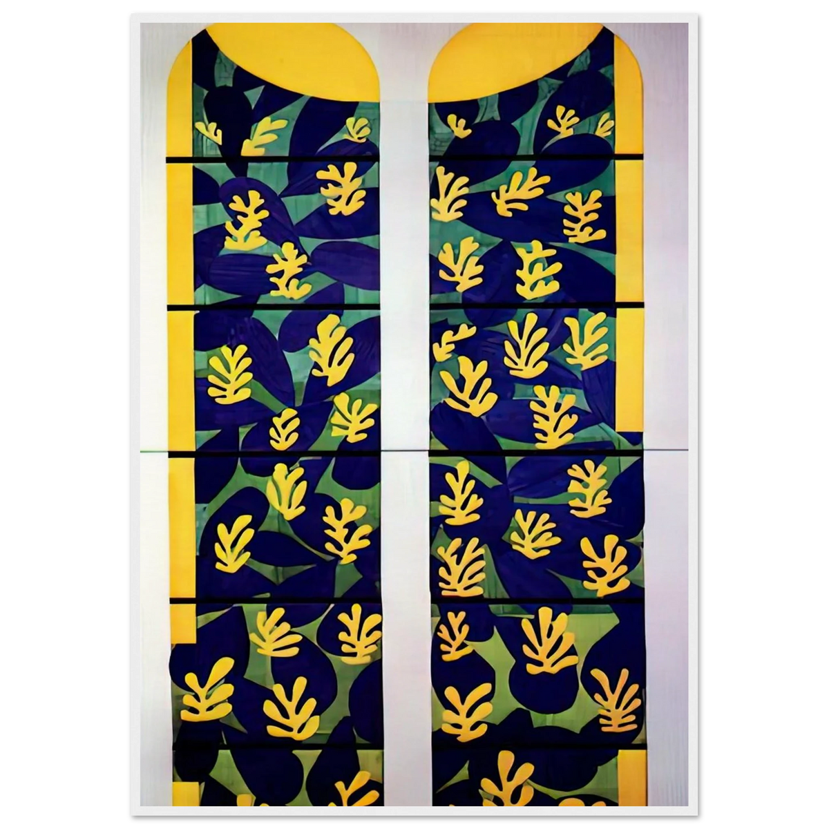 TREE OF LIFE STAINED GLASS BEHIND THE ALTAR IN THE CHAPEL OF THE ROSARY AT VENCE 1951 Framed Poster | Henri Matisse Framed Prints Wall Art | Henri Matisse Print