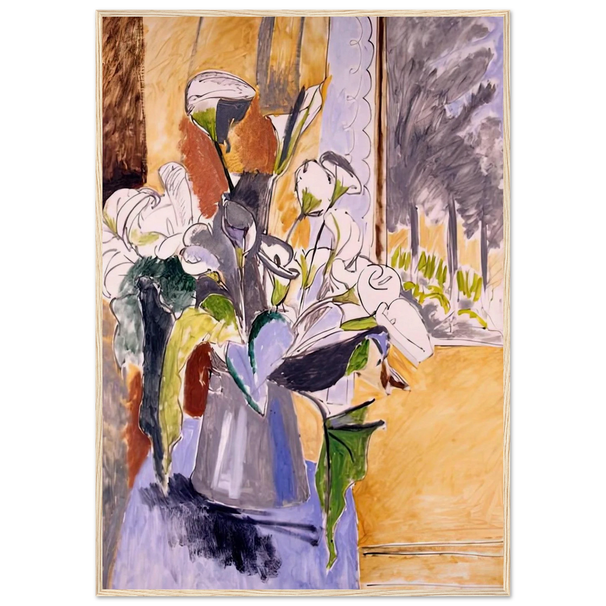BOUQUET OF FLOWERS ON A VERANDA 1912 Framed Poster | Henri Matisse Framed Prints Wall Art | Henri Matisse Print