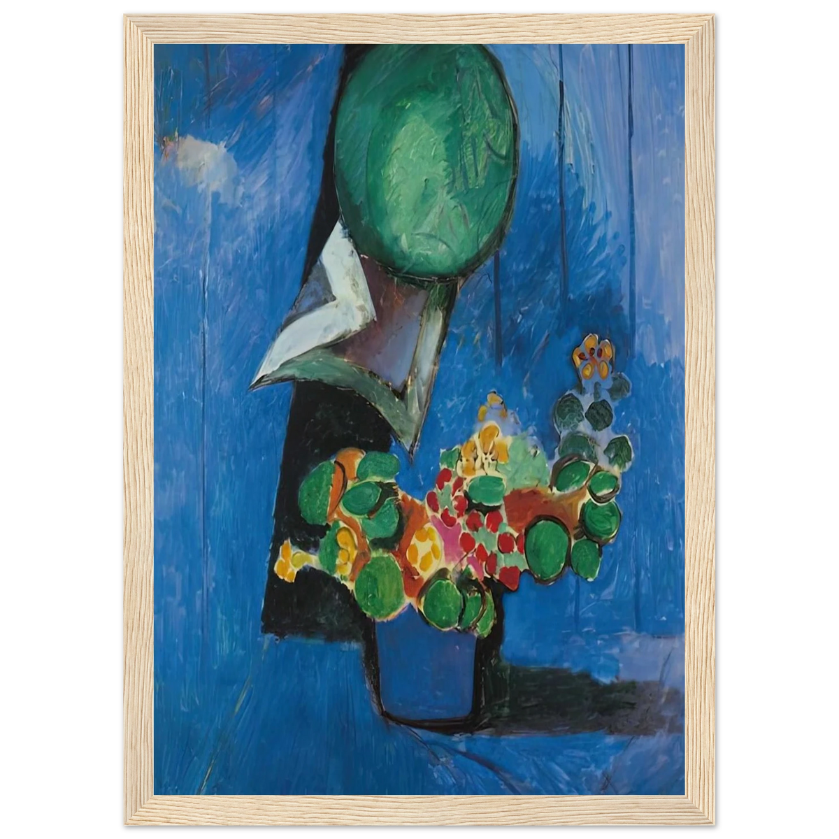 FLOWERS AND CERAMIC PLATE 1913 Framed Poster | Henri Matisse Framed Prints Wall Art | Henri Matisse Print