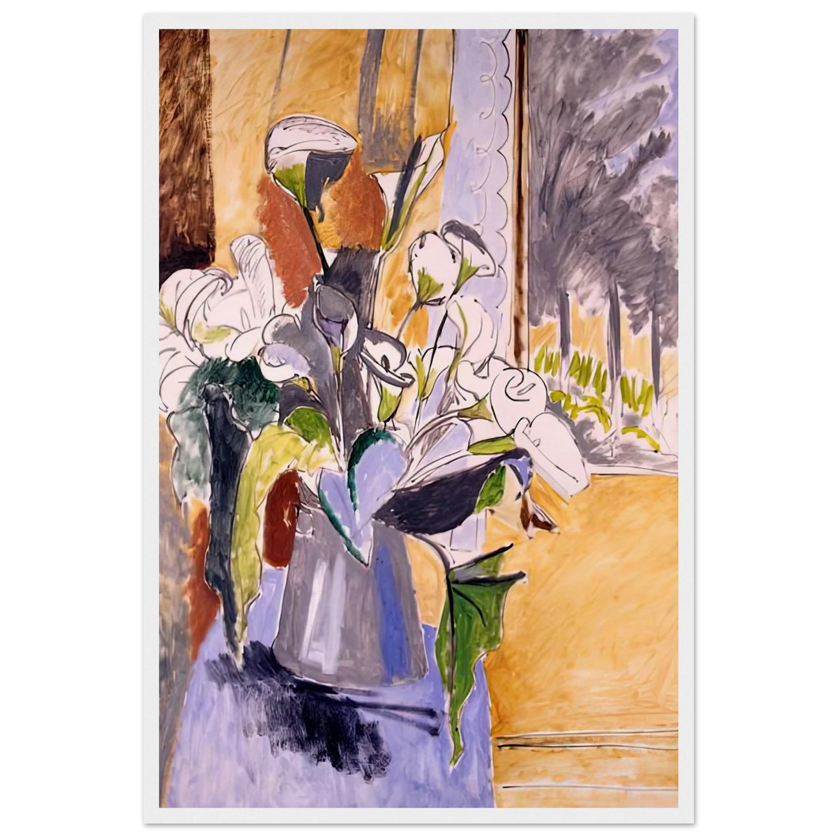 BOUQUET OF FLOWERS ON A VERANDA 1912 Framed Poster | Henri Matisse Framed Prints Wall Art | Henri Matisse Print