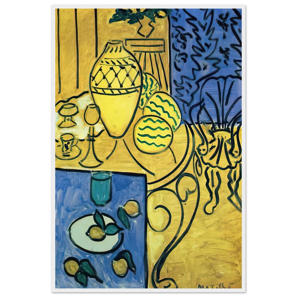 INTERIOR IN YELLOW 1946 Framed Poster | Henri Matisse Framed Prints Wall Art | Henri Matisse Print