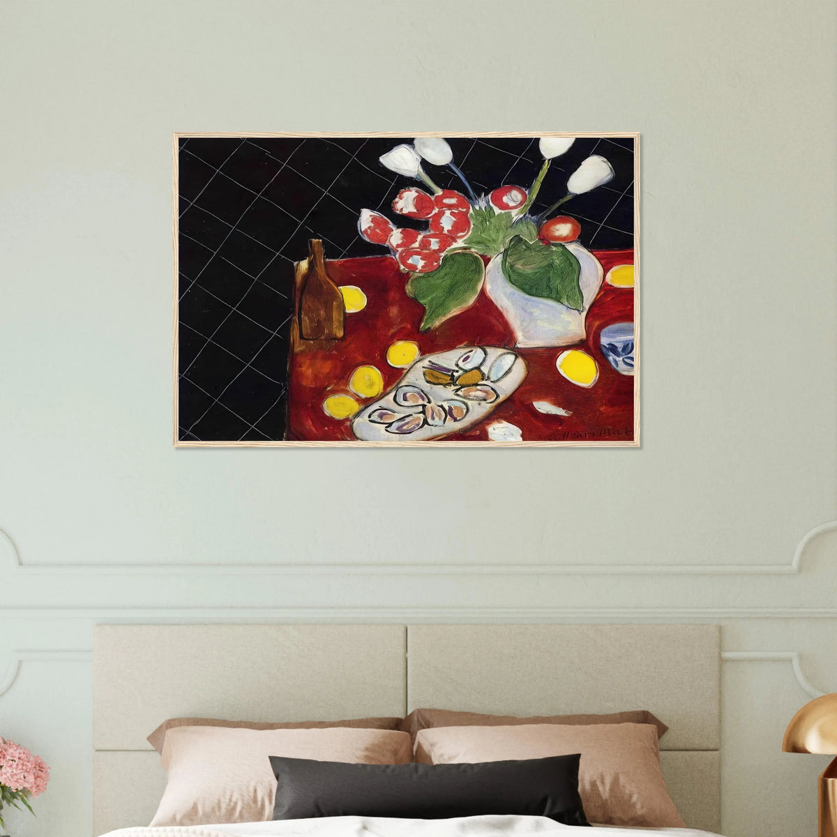 TULIPS AND OYSTERS ON A BLACK BACKGROUND 1943 Framed Poster | Henri Matisse Framed Prints Wall Art | Henri Matisse Print