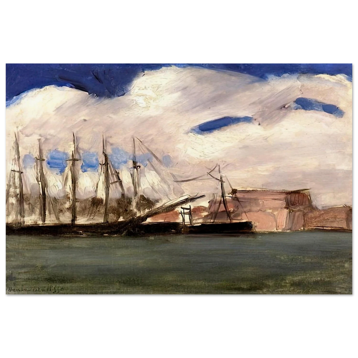 WHITE CLOUDS THE OLD PORT OF MARSEILLE 1918 Poster | Henri Matisse Poster | Henri Matisse Print