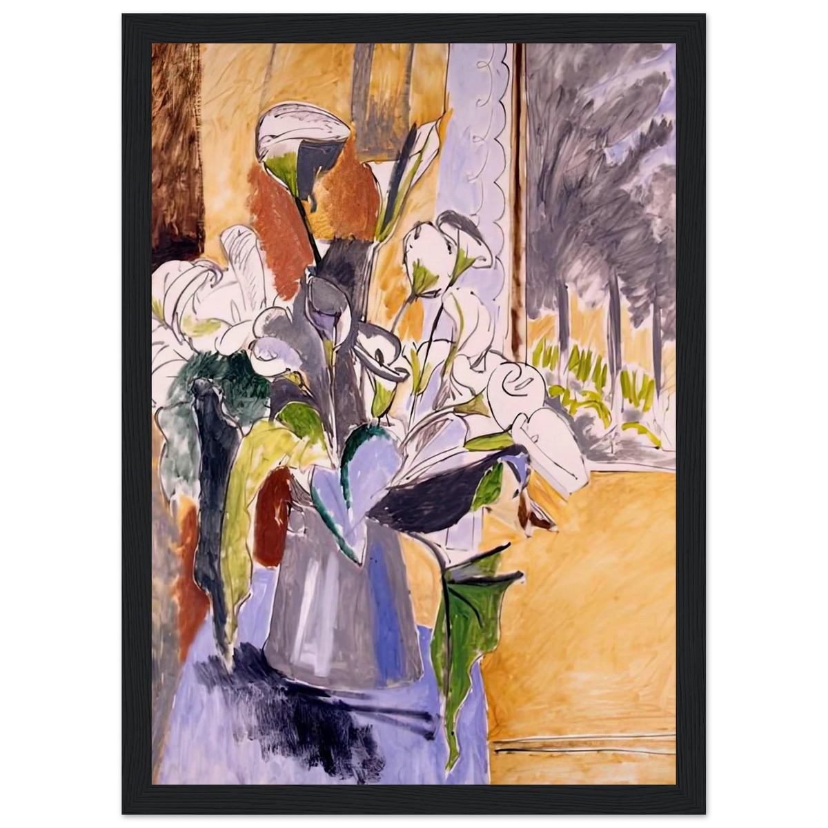 BOUQUET OF FLOWERS ON A VERANDA 1912 Framed Poster | Henri Matisse Framed Prints Wall Art | Henri Matisse Print