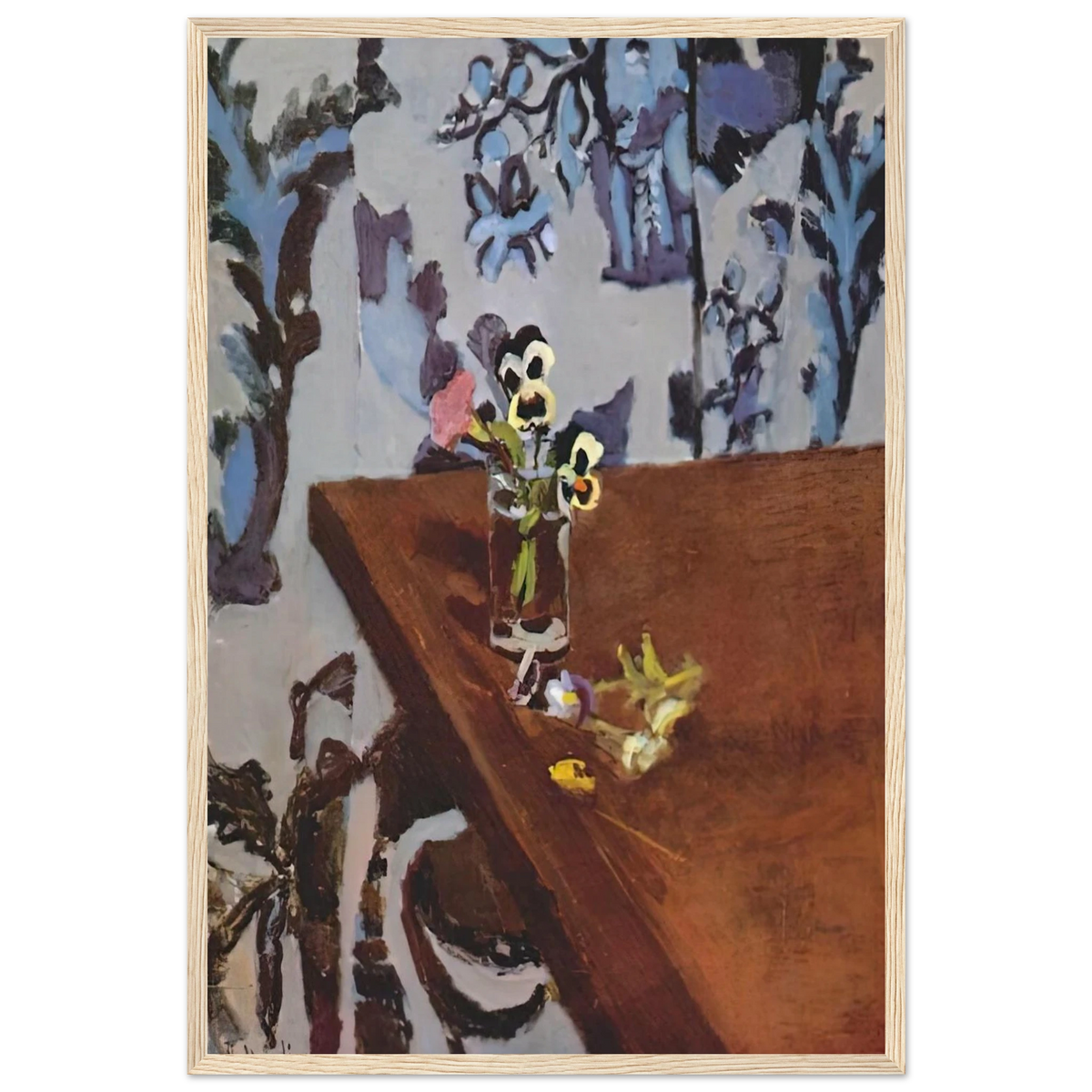 PANSIES ON A TABLE 1919 Framed Poster | Henri Matisse Framed Prints Wall Art | Henri Matisse Print