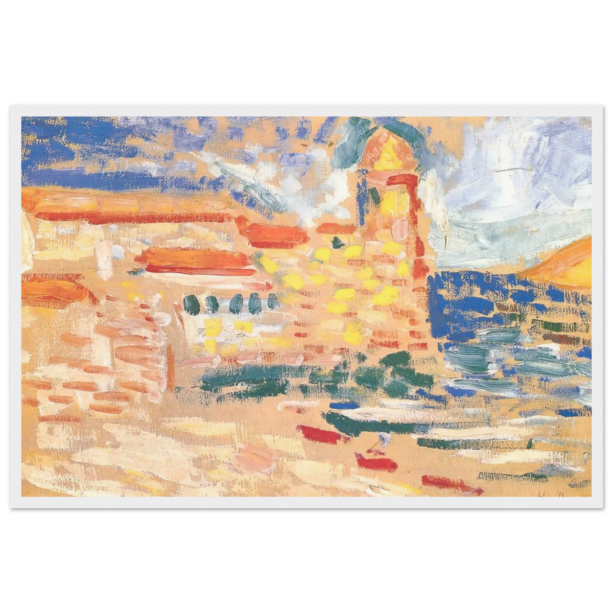 VIEW OF COLLIOURE WITH CHURCH 1905 Framed Poster | Henri Matisse Framed Prints Wall Art | Henri Matisse Print