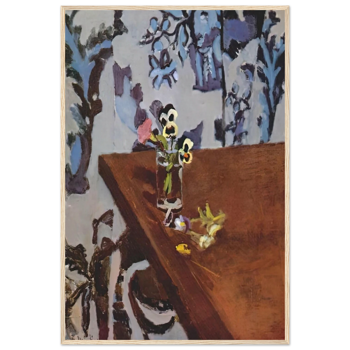 PANSIES ON A TABLE 1919 Framed Poster | Henri Matisse Framed Prints Wall Art | Henri Matisse Print