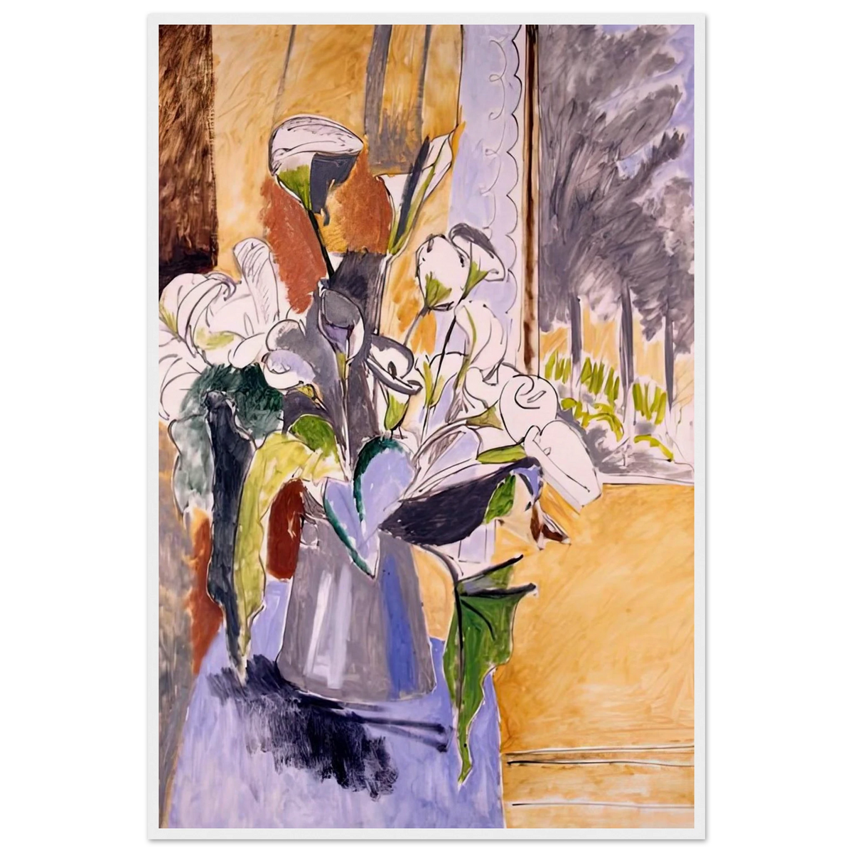 BOUQUET OF FLOWERS ON A VERANDA 1912 Framed Poster | Henri Matisse Framed Prints Wall Art | Henri Matisse Print