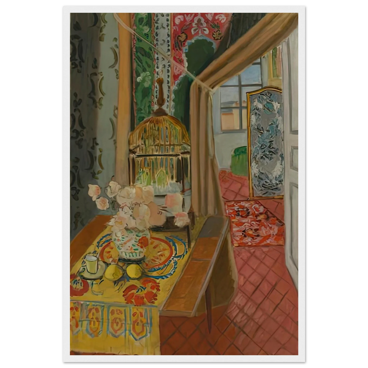 INTERIOR FLOWERS AND PARAKEETS 1924 Framed Poster | Henri Matisse Framed Prints Wall Art | Henri Matisse Print