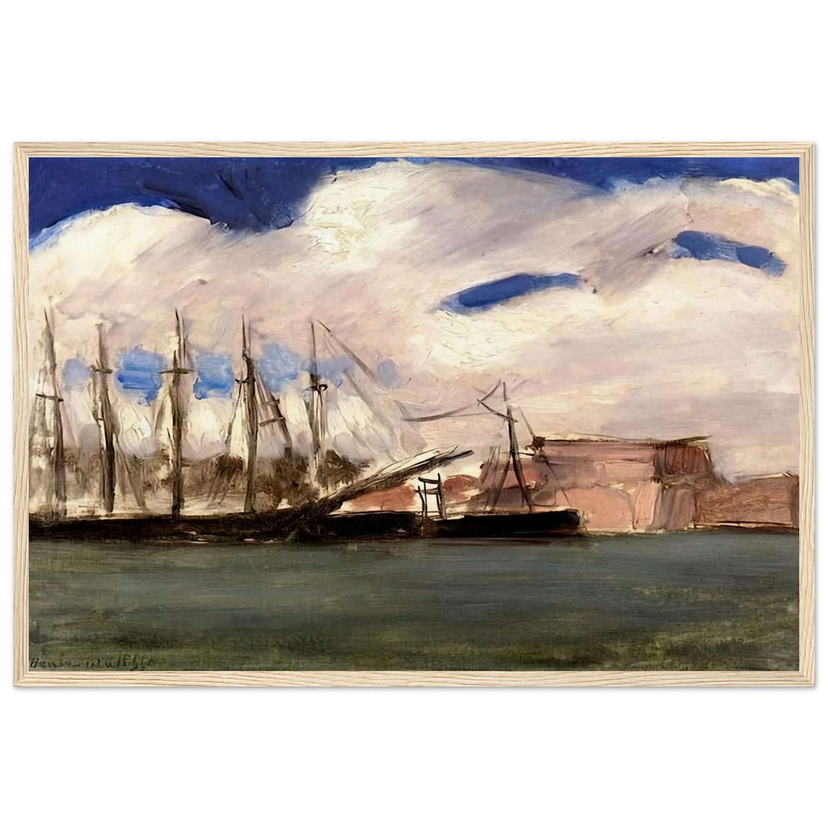 WHITE CLOUDS THE OLD PORT OF MARSEILLE 1918 Framed Poster | Henri Matisse Framed Prints Wall Art | Henri Matisse Print