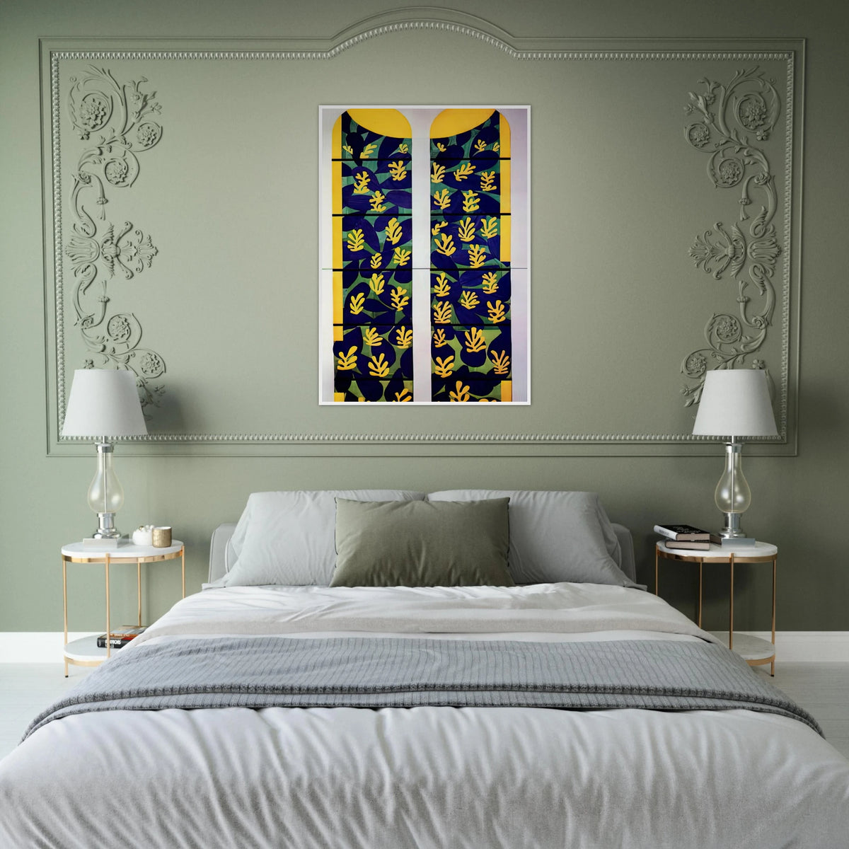 TREE OF LIFE STAINED GLASS BEHIND THE ALTAR IN THE CHAPEL OF THE ROSARY AT VENCE 1951 Framed Poster | Henri Matisse Framed Prints Wall Art | Henri Matisse Print